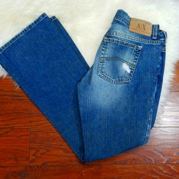 Armani Exchange Medium Wash Flare Womens Jeans - Picture 2 of 8